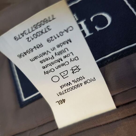 CHAPS Mens Blazer Sport Coat Jacket 46L Wool Gray Two Button SB Office Wedding - Picture 11 of 12